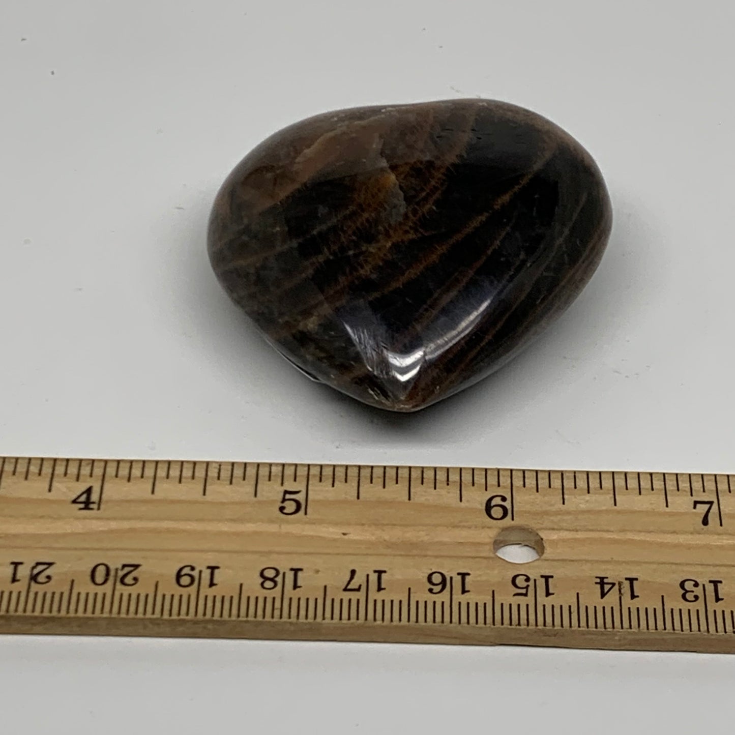 0.18 lbs, 2.1"x2.2"x0.9", Black Moonstone Heart Polished Crystal Decor, B37874
