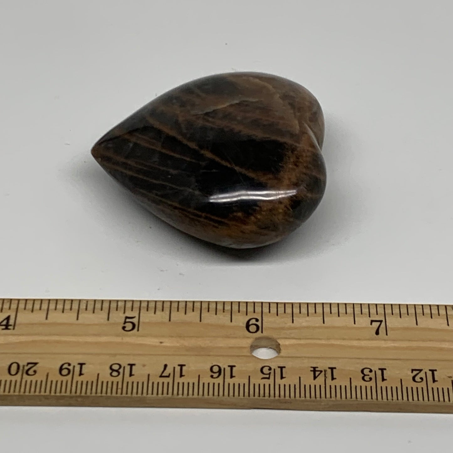 0.18 lbs, 2.1"x2.2"x0.9", Black Moonstone Heart Polished Crystal Decor, B37874