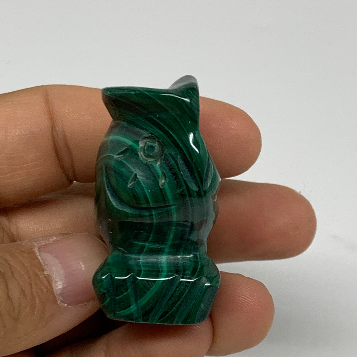 67.3g, 1.7"x1.4"x0.9" Natural Solid Malachite Penguin Figurine @Congo, B32748