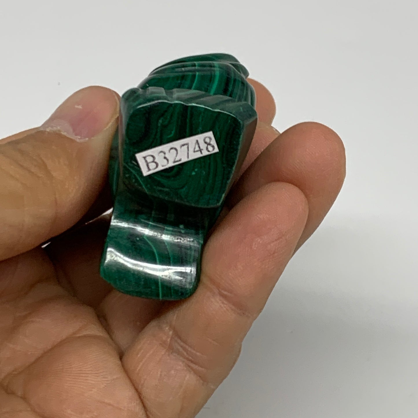 67.3g, 1.7"x1.4"x0.9" Natural Solid Malachite Penguin Figurine @Congo, B32748