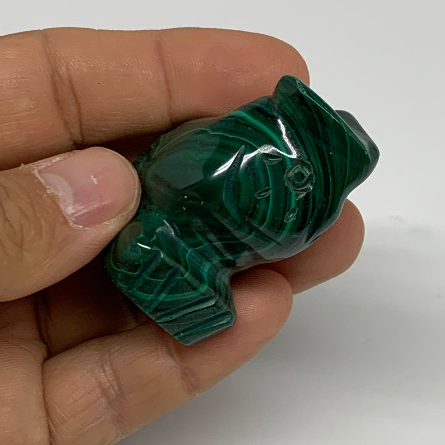 67.3g, 1.7"x1.4"x0.9" Natural Solid Malachite Penguin Figurine @Congo, B32748