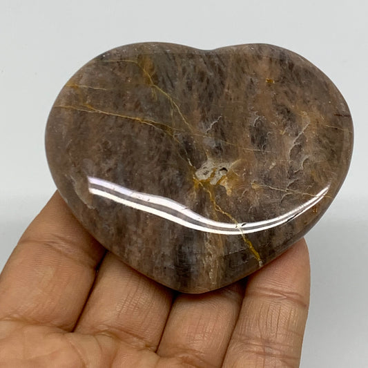 0.24 lbs, 2.4"x2.9"x0.7", Black Moonstone Heart Polished Crystal Decor, B37876