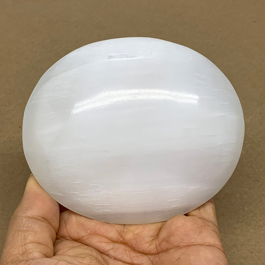 0.73 lbs, 3.9"x3.3"x1.3", White Selenite Palmstone Crystal Pillow Reiki, B36135