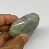 83.4g, 1.9"x2.2"x0.9" Green Serpentine Heart Gemstones @India, B28367