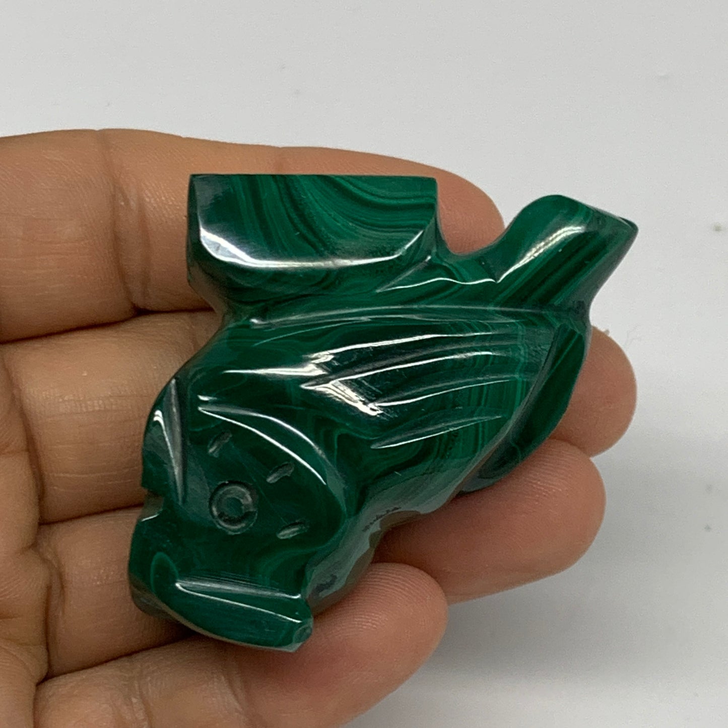 90g, 2.4"x1.8"x0.9" Natural Solid Malachite Penguin Figurine @Congo, B32749