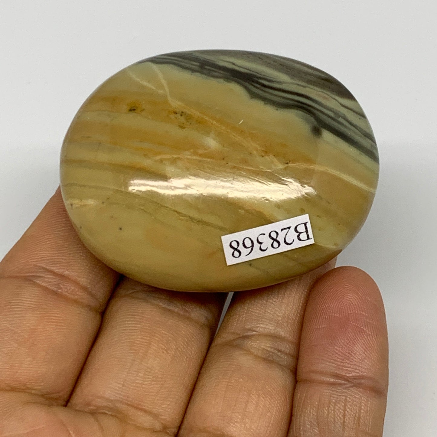 71.5g, 2.1"x1.7"x0.9", Natural Serpentine Palm-Stone Reiki @India, B28368