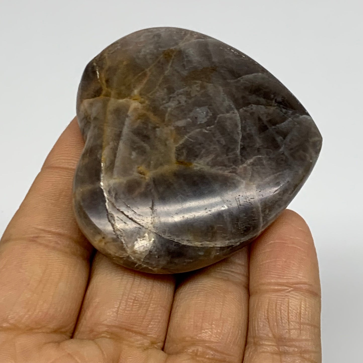 0.15 lbs, 2.1"x2.3"x0.6", Black Moonstone Heart Polished Crystal Decor, B37878