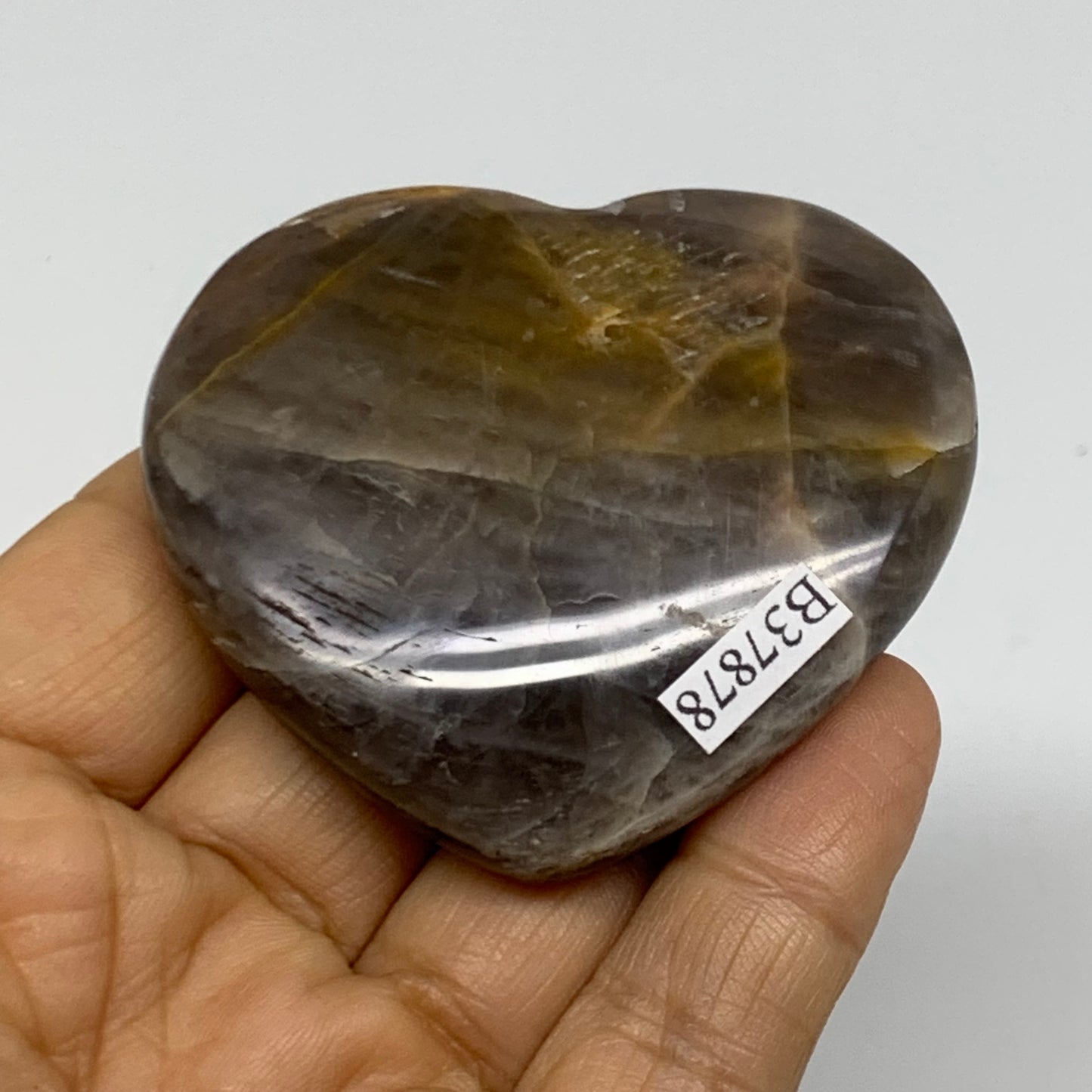 0.15 lbs, 2.1"x2.3"x0.6", Black Moonstone Heart Polished Crystal Decor, B37878