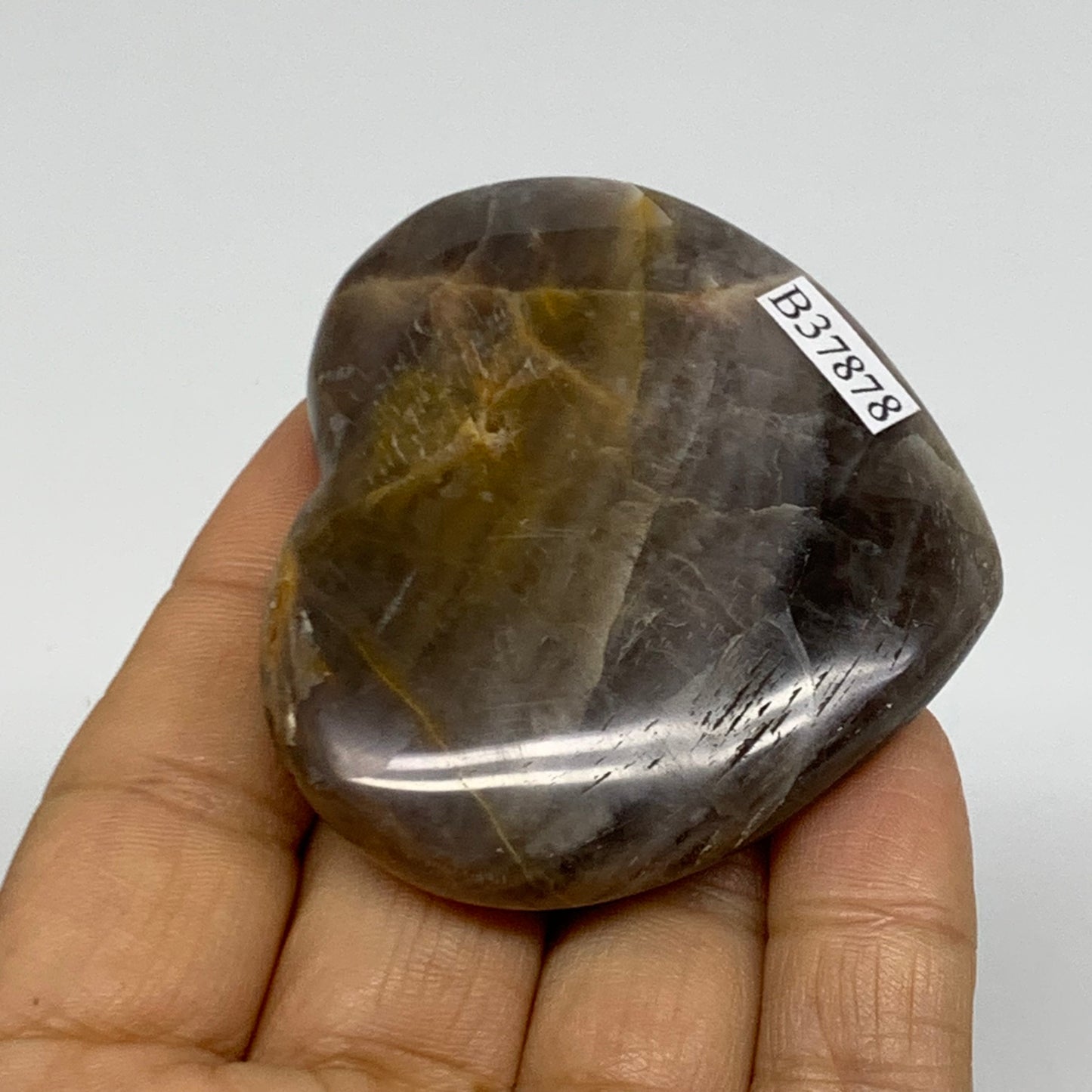 0.15 lbs, 2.1"x2.3"x0.6", Black Moonstone Heart Polished Crystal Decor, B37878