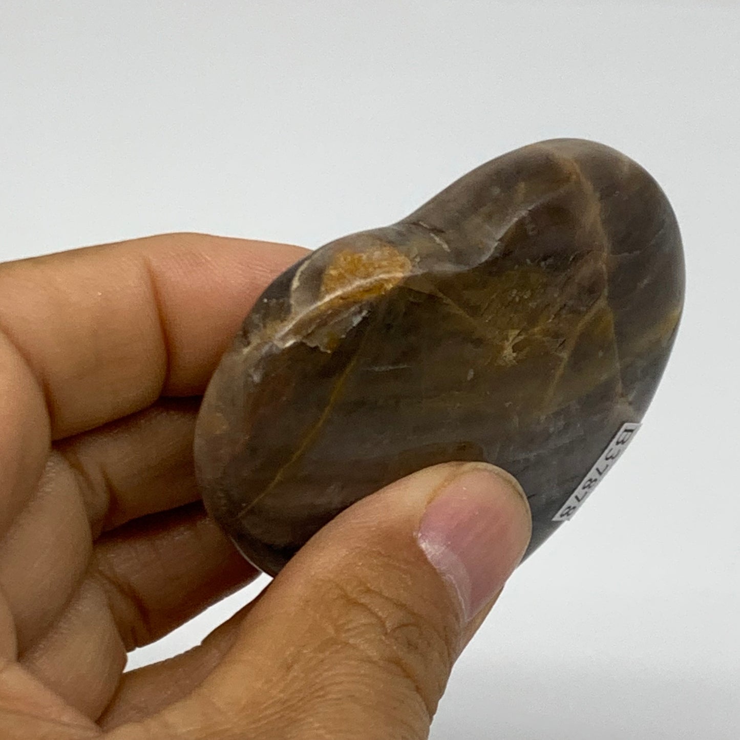 0.15 lbs, 2.1"x2.3"x0.6", Black Moonstone Heart Polished Crystal Decor, B37878