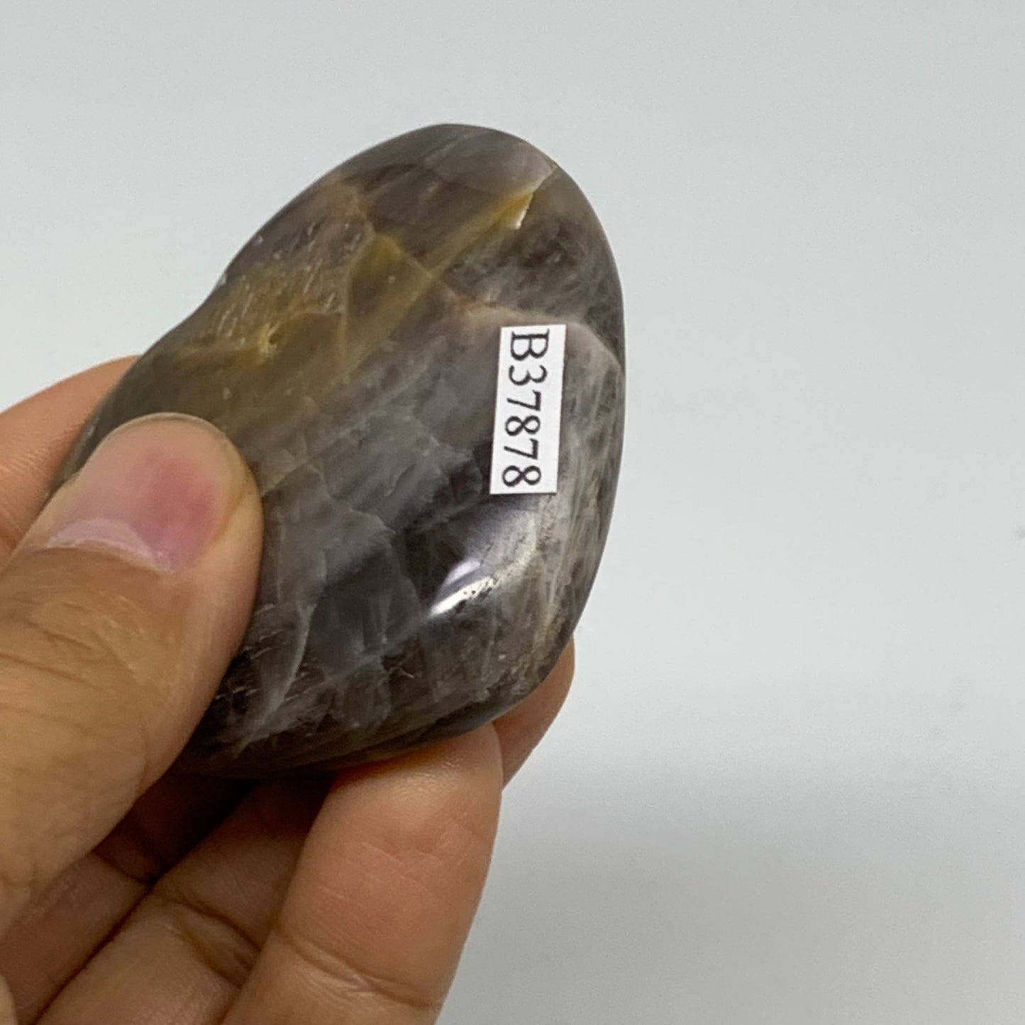 0.15 lbs, 2.1"x2.3"x0.6", Black Moonstone Heart Polished Crystal Decor, B37878