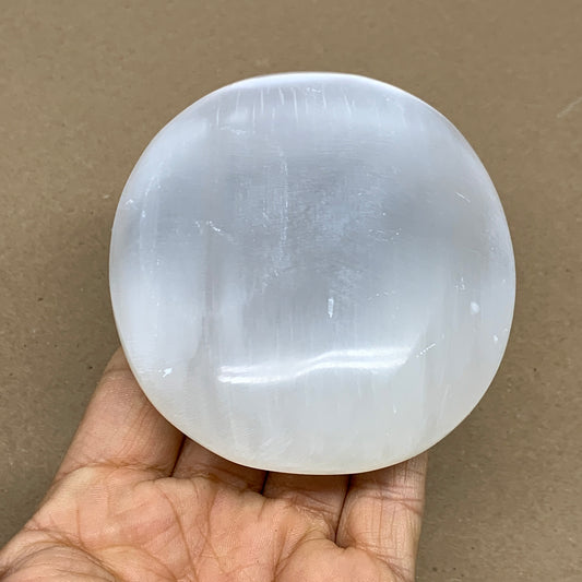 0.70 lbs, 3.9"x3.3"x1.3", White Selenite Palmstone Crystal Pillow Reiki, B36137