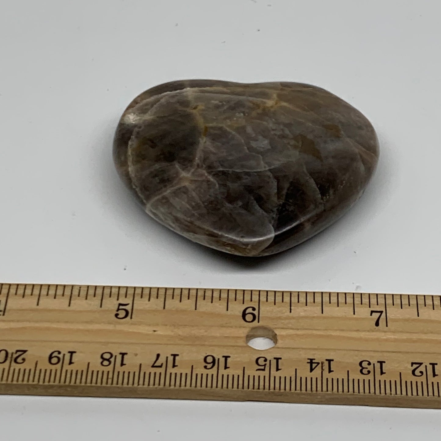 0.15 lbs, 2.1"x2.3"x0.6", Black Moonstone Heart Polished Crystal Decor, B37878