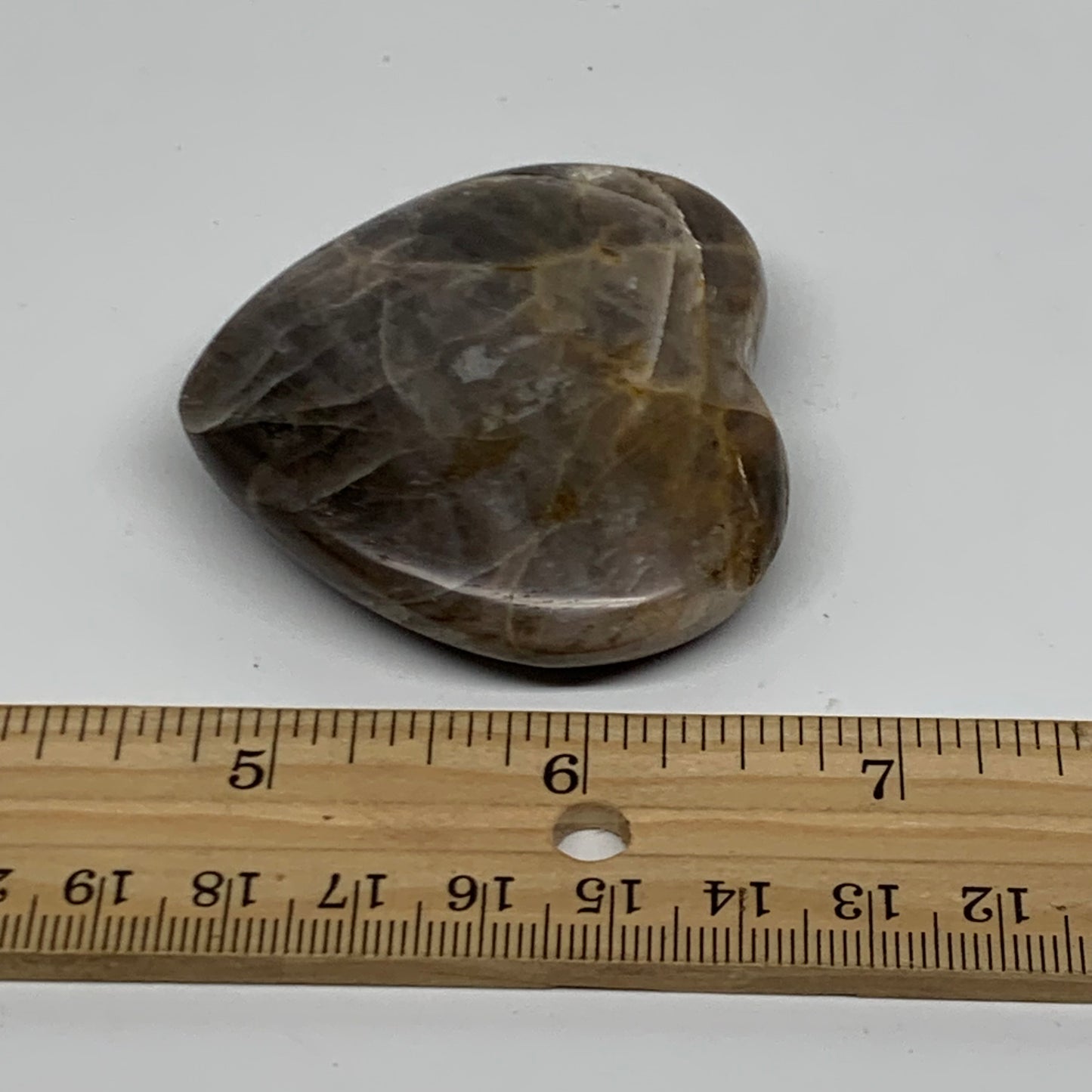 0.15 lbs, 2.1"x2.3"x0.6", Black Moonstone Heart Polished Crystal Decor, B37878