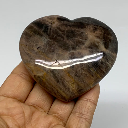0.30 lbs, 2.5"x2.9"x0.8", Black Moonstone Heart Polished Crystal Decor, B37879