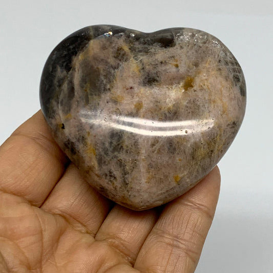 0.28 lbs, 2.3"x2.5"x1", Black Moonstone Heart Polished Crystal Decor, B37880