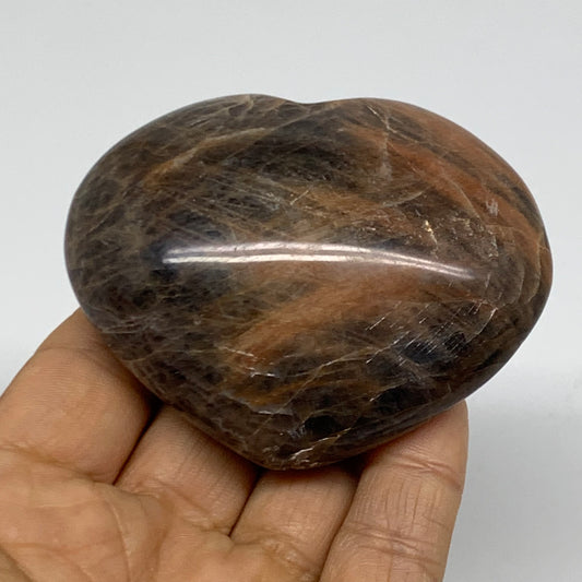 0.33 lbs, 2.3"x2.9"x1.2", Black Moonstone Heart Polished Crystal Decor, B37881