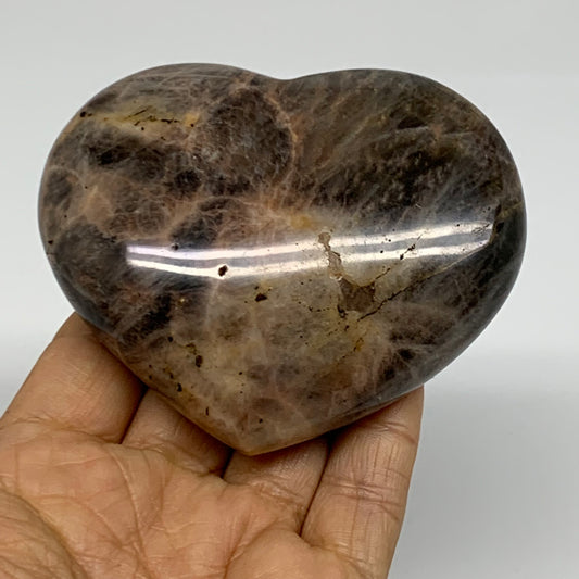 0.59 lbs, 2.9"x3.5"x1.2", Black Moonstone Heart Polished Crystal Decor, B37883