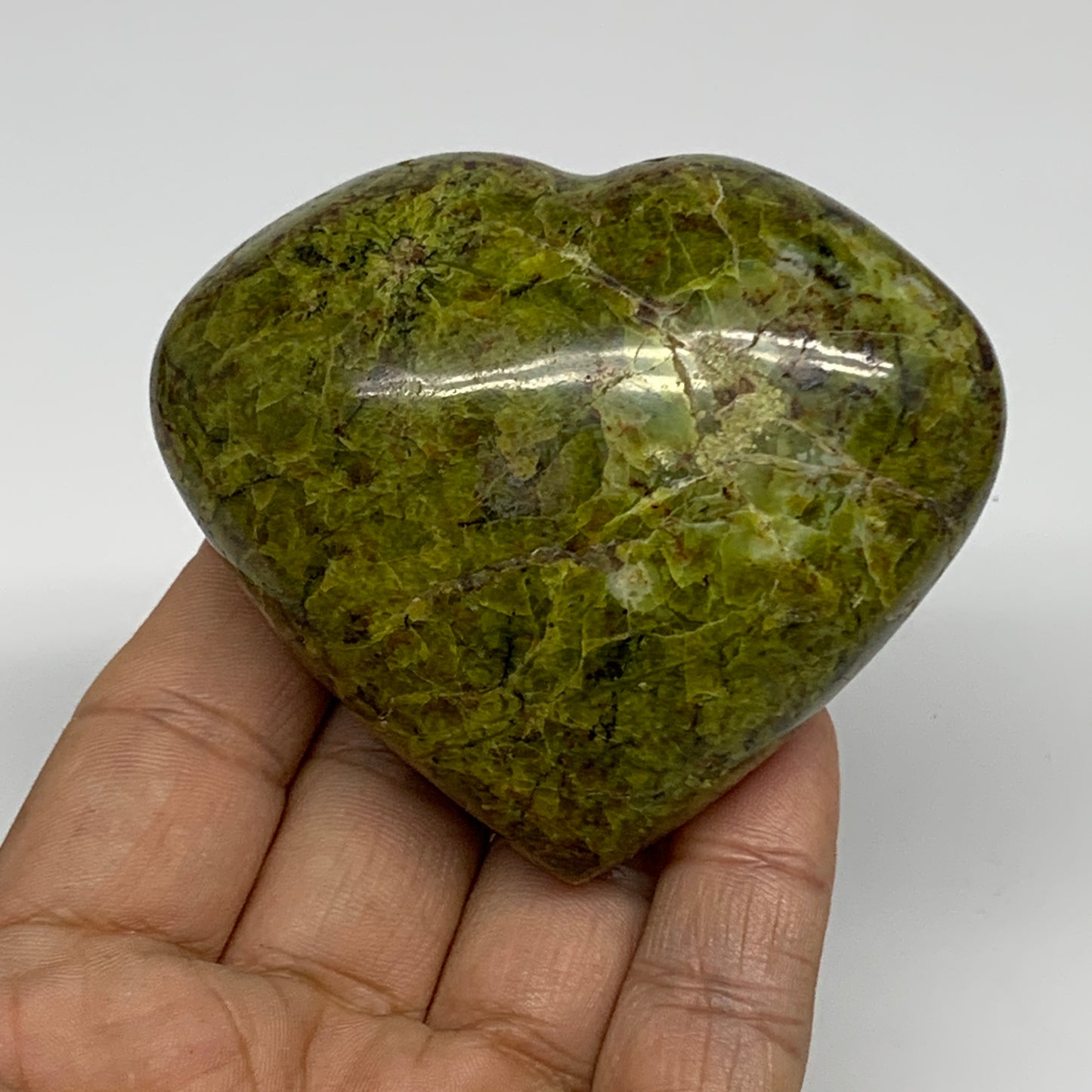 178.2g, 2.5"x2.9"x1.4", Green Opal Heart Polished Gemstone Crystal, B35577