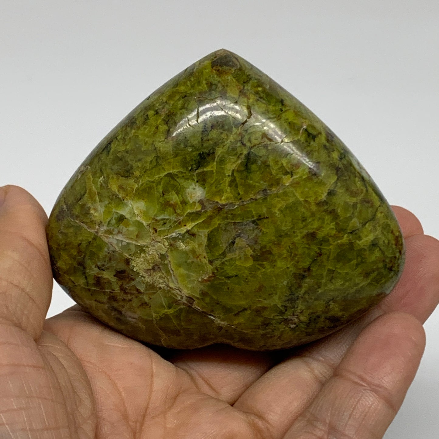 178.2g, 2.5"x2.9"x1.4", Green Opal Heart Polished Gemstone Crystal, B35577