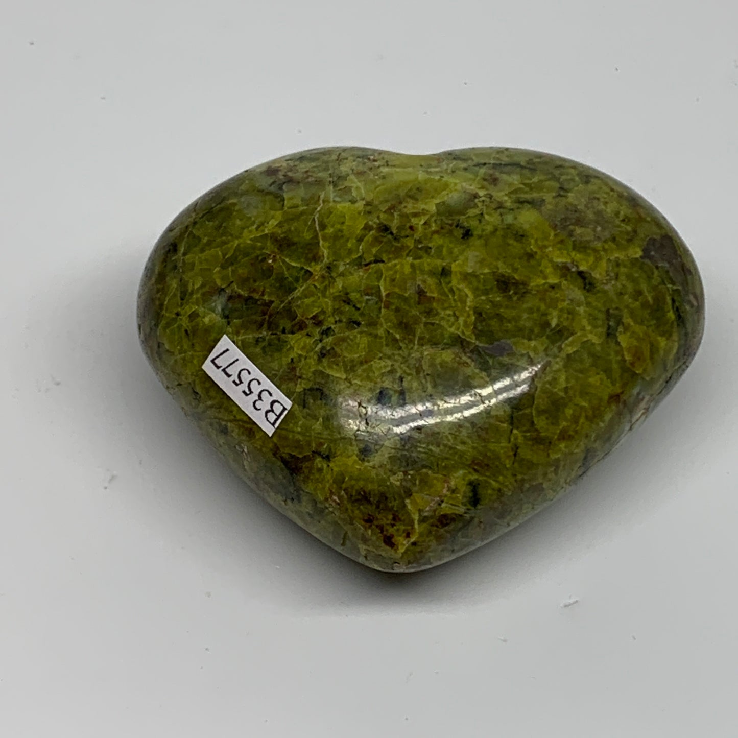 178.2g, 2.5"x2.9"x1.4", Green Opal Heart Polished Gemstone Crystal, B35577