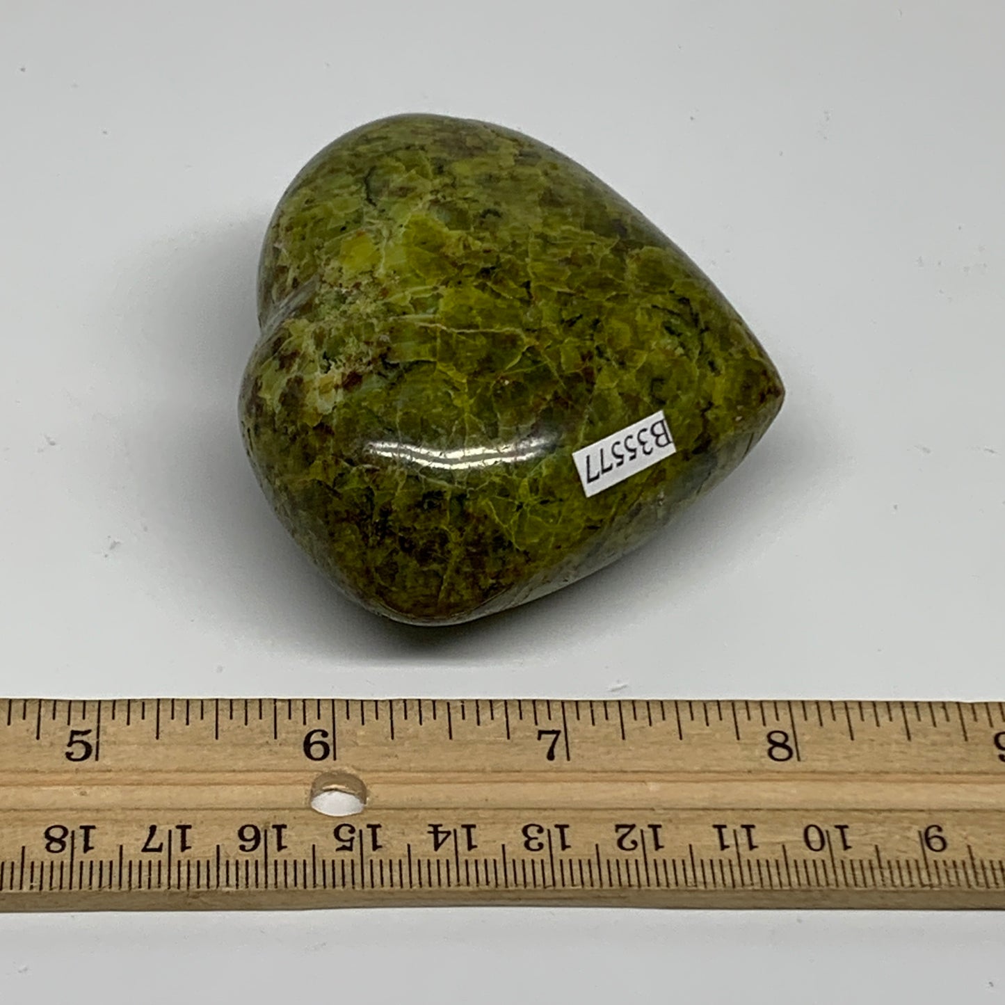 178.2g, 2.5"x2.9"x1.4", Green Opal Heart Polished Gemstone Crystal, B35577