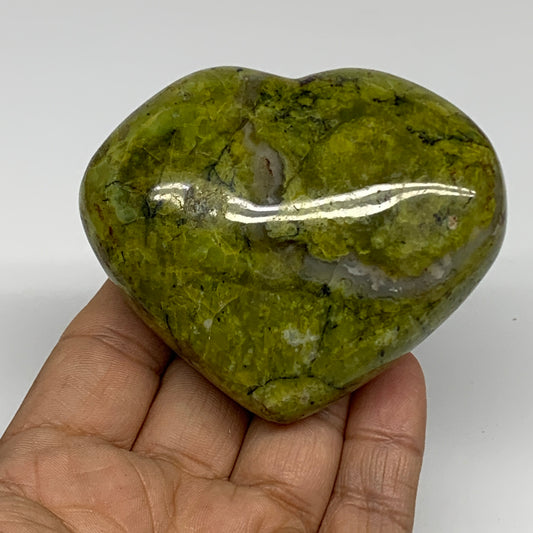 196.5g, 2.6"x3.1"x1.3", Green Opal Heart Polished Gemstone Crystal, B35578