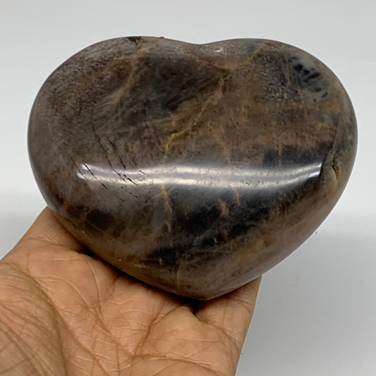 0.90 lbs, 3.4"x3.9"x1.4", Black Moonstone Heart Polished Crystal Home Decor, B37