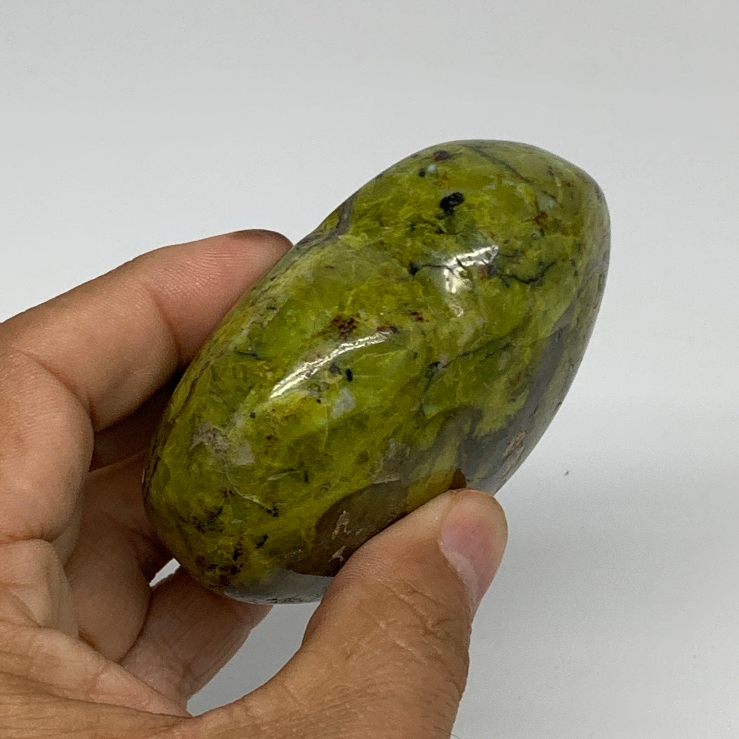 196.5g, 2.6"x3.1"x1.3", Green Opal Heart Polished Gemstone Crystal, B35578