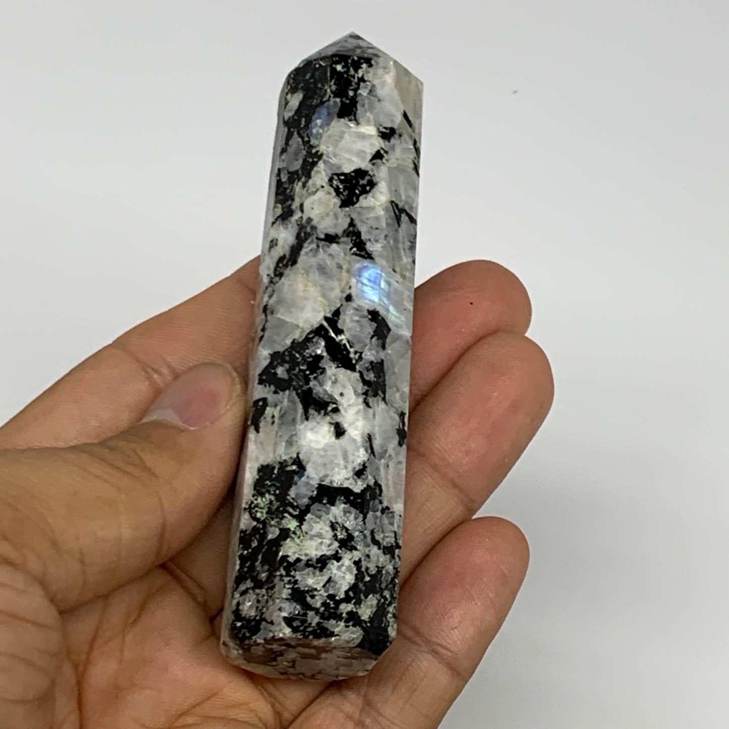 2.2 lbs, 2.8" - 3.9", 12pcs, Natural Rainbow Moonstone Towers, Obelisks, B29118