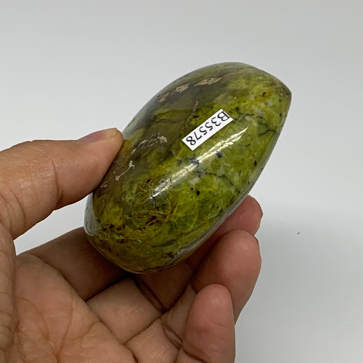 196.5g, 2.6"x3.1"x1.3", Green Opal Heart Polished Gemstone Crystal, B35578