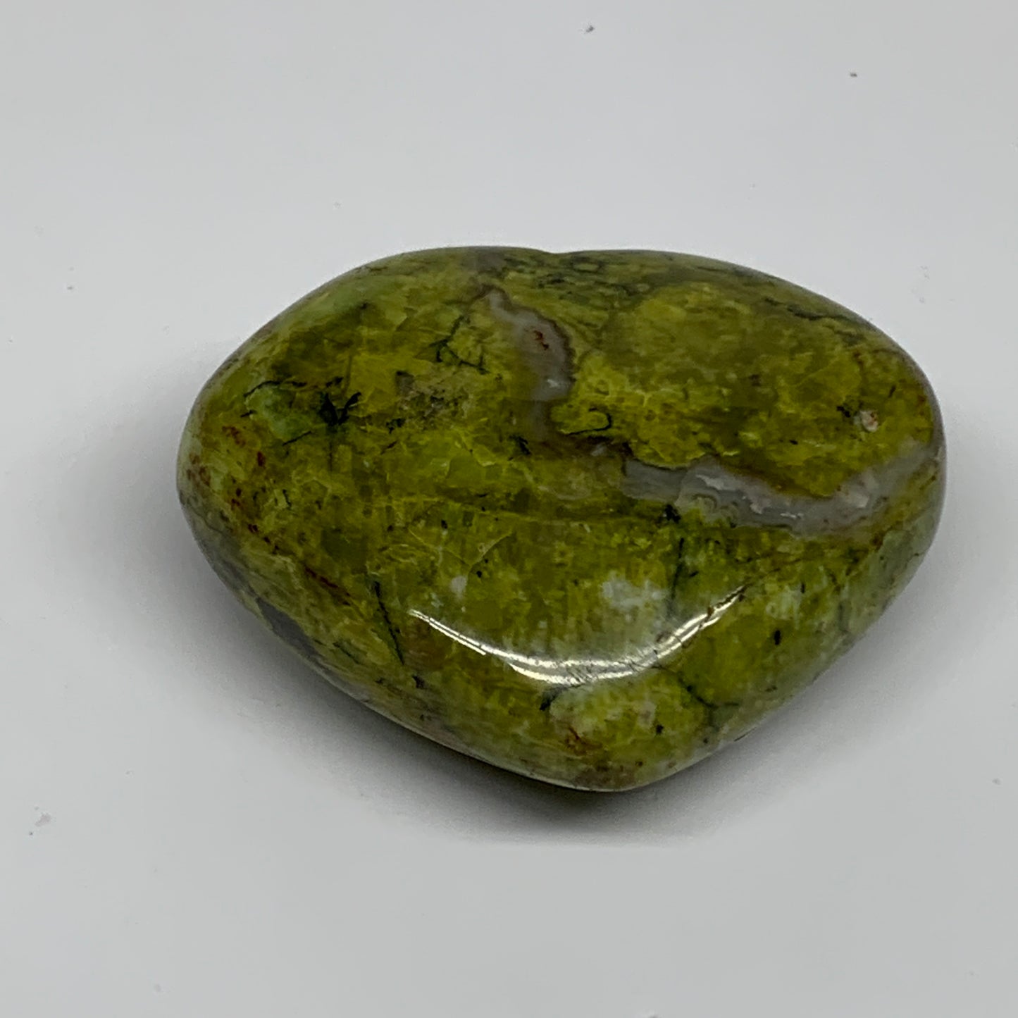 196.5g, 2.6"x3.1"x1.3", Green Opal Heart Polished Gemstone Crystal, B35578