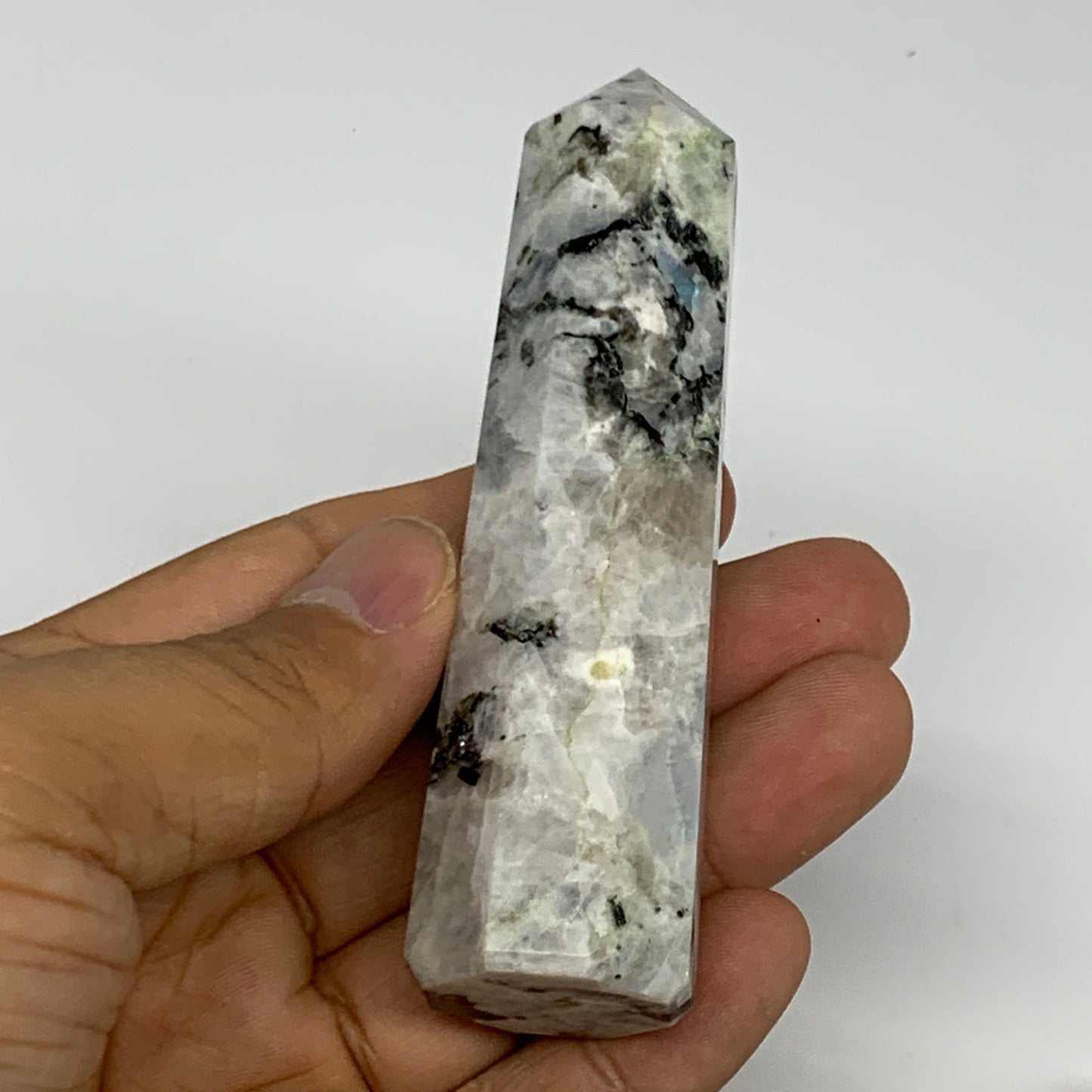 2.2 lbs, 2.8" - 3.9", 12pcs, Natural Rainbow Moonstone Towers, Obelisks, B29118