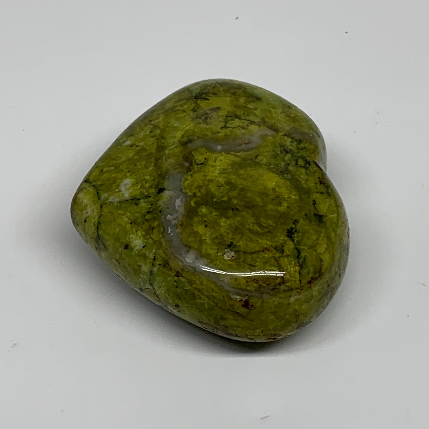 196.5g, 2.6"x3.1"x1.3", Green Opal Heart Polished Gemstone Crystal, B35578