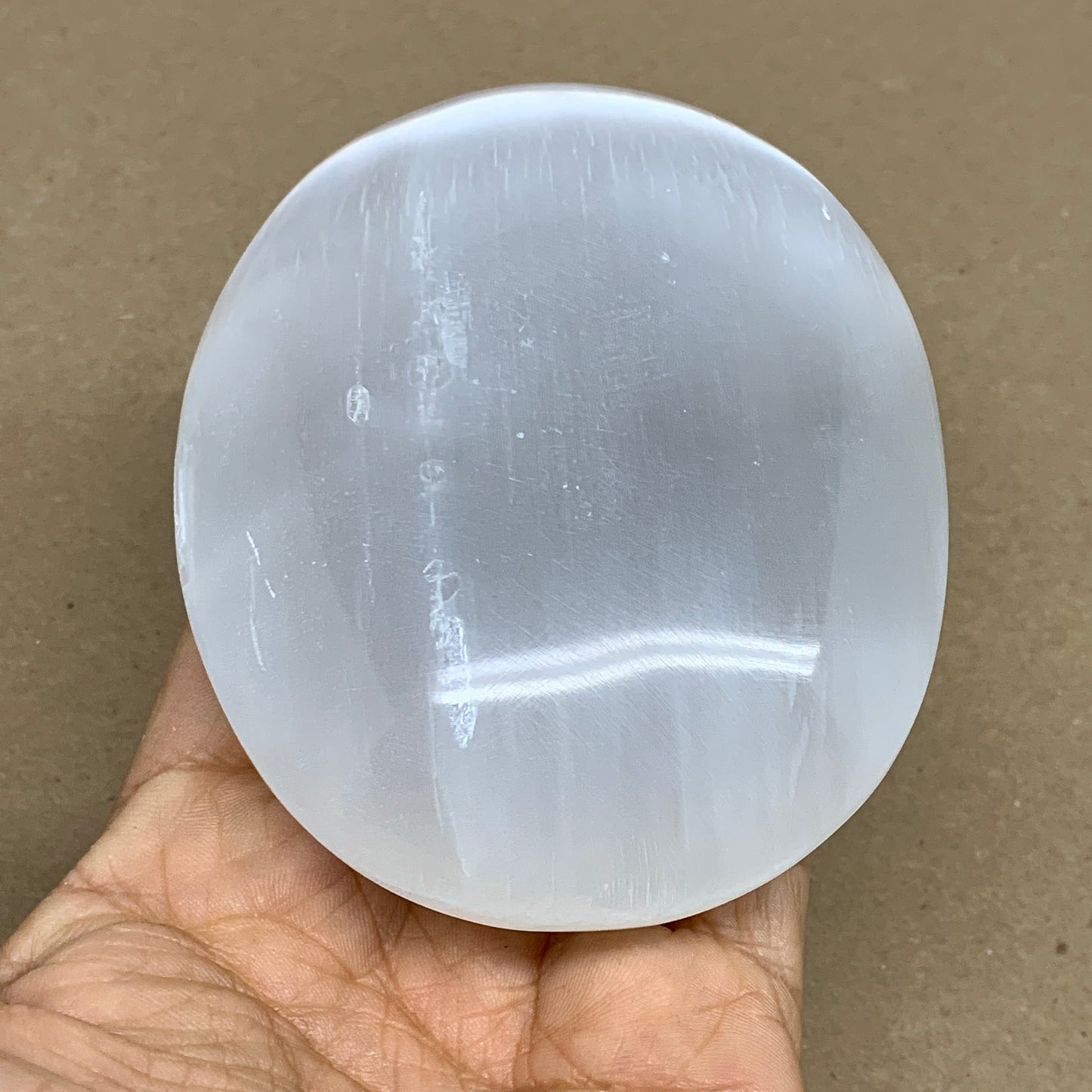 0.7 lbs, 4"x3.2"x1.3", White Selenite Palmstone Crystal Pillow Reiki, B36143