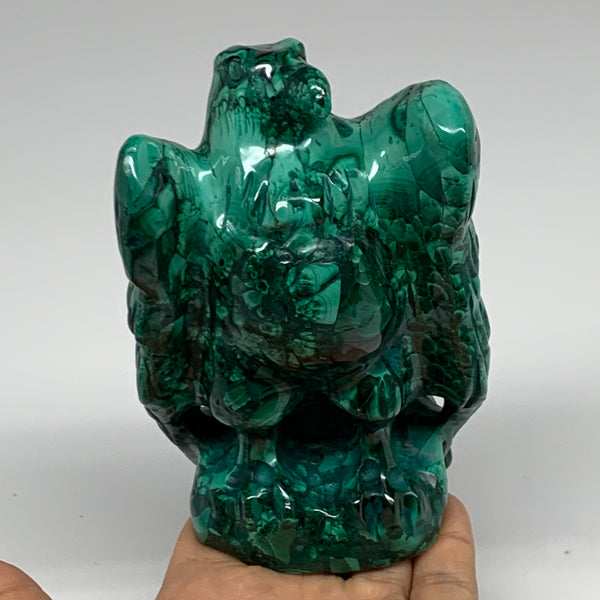 2.17 lbs., 4.7"x3.2"x2.3" Natural Solid Malachite Eagle/Falcon Figurine @Congo, B32757