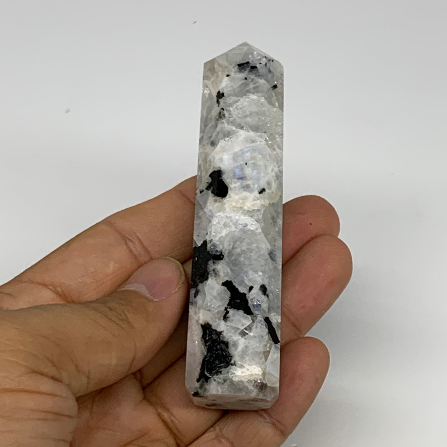 2.2 lbs, 2.8" - 3.9", 12pcs, Natural Rainbow Moonstone Towers, Obelisks, B29118