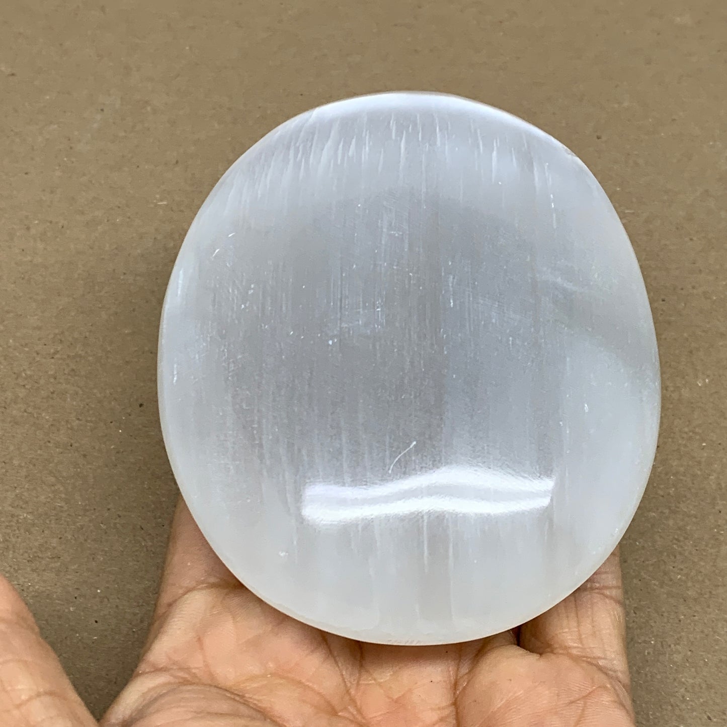 0.7 lbs, 4"x3.2"x1.3", White Selenite Palmstone Crystal Pillow Reiki, B36143