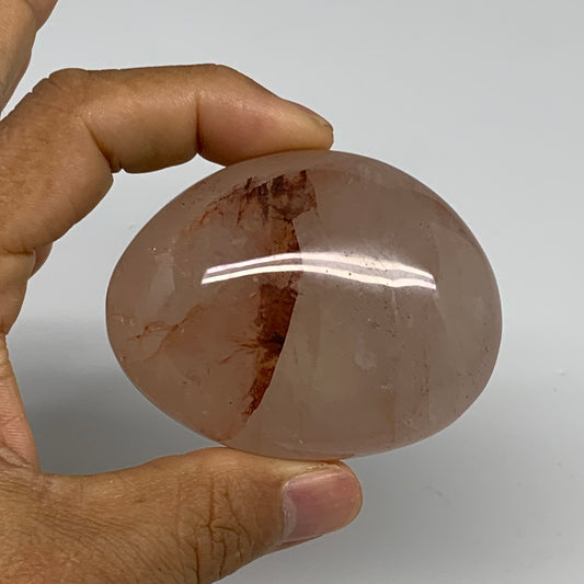158.8g,2.5"x2"x1.4", Red Hematoid Fire Quartz Palm-Stone Crystal Polished, B3060