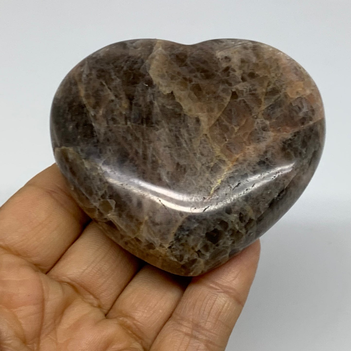 0.38 lbs, 2.6"x2.8"x1", Black Moonstone Heart Polished Crystal Home Decor, B3788