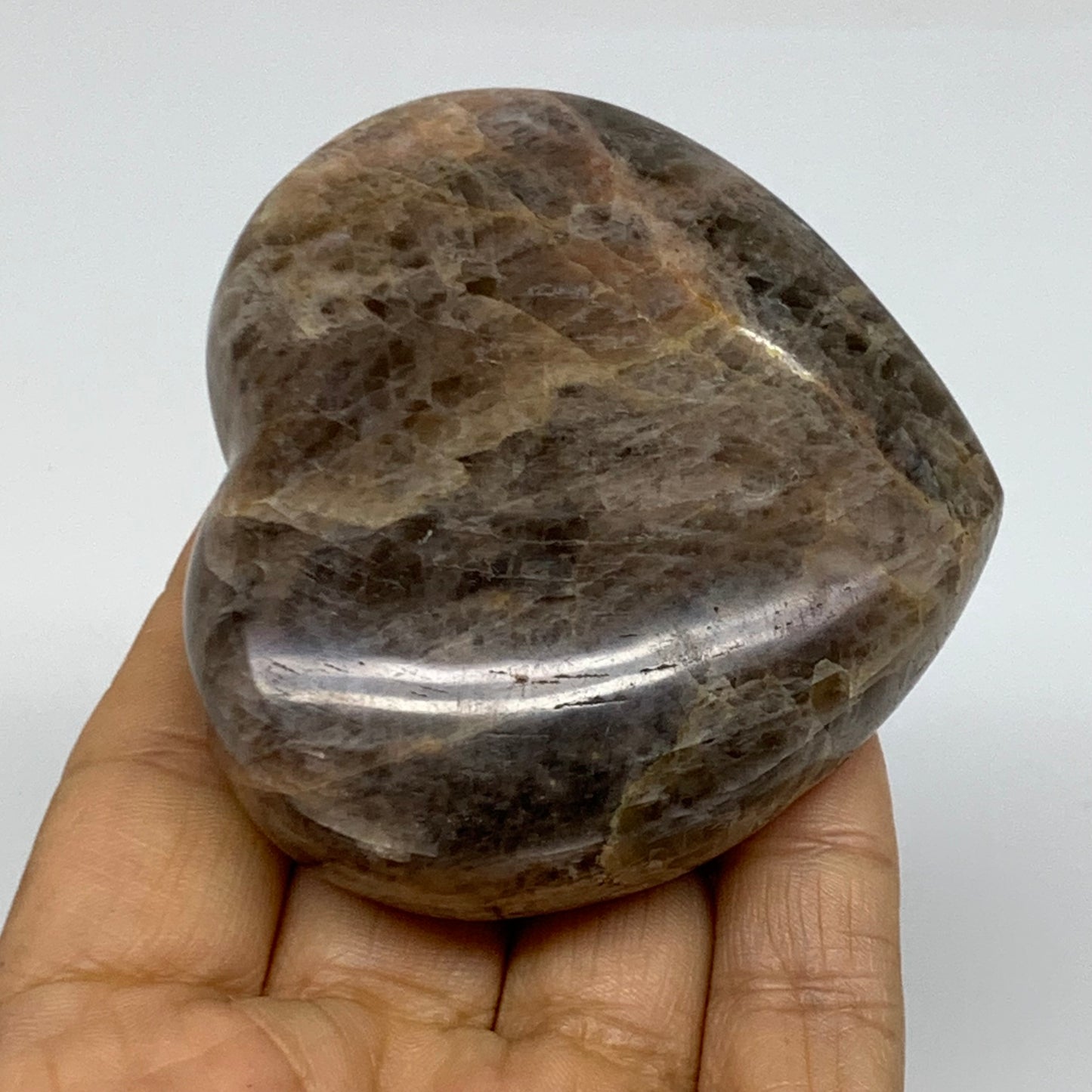 0.38 lbs, 2.6"x2.8"x1", Black Moonstone Heart Polished Crystal Home Decor, B3788