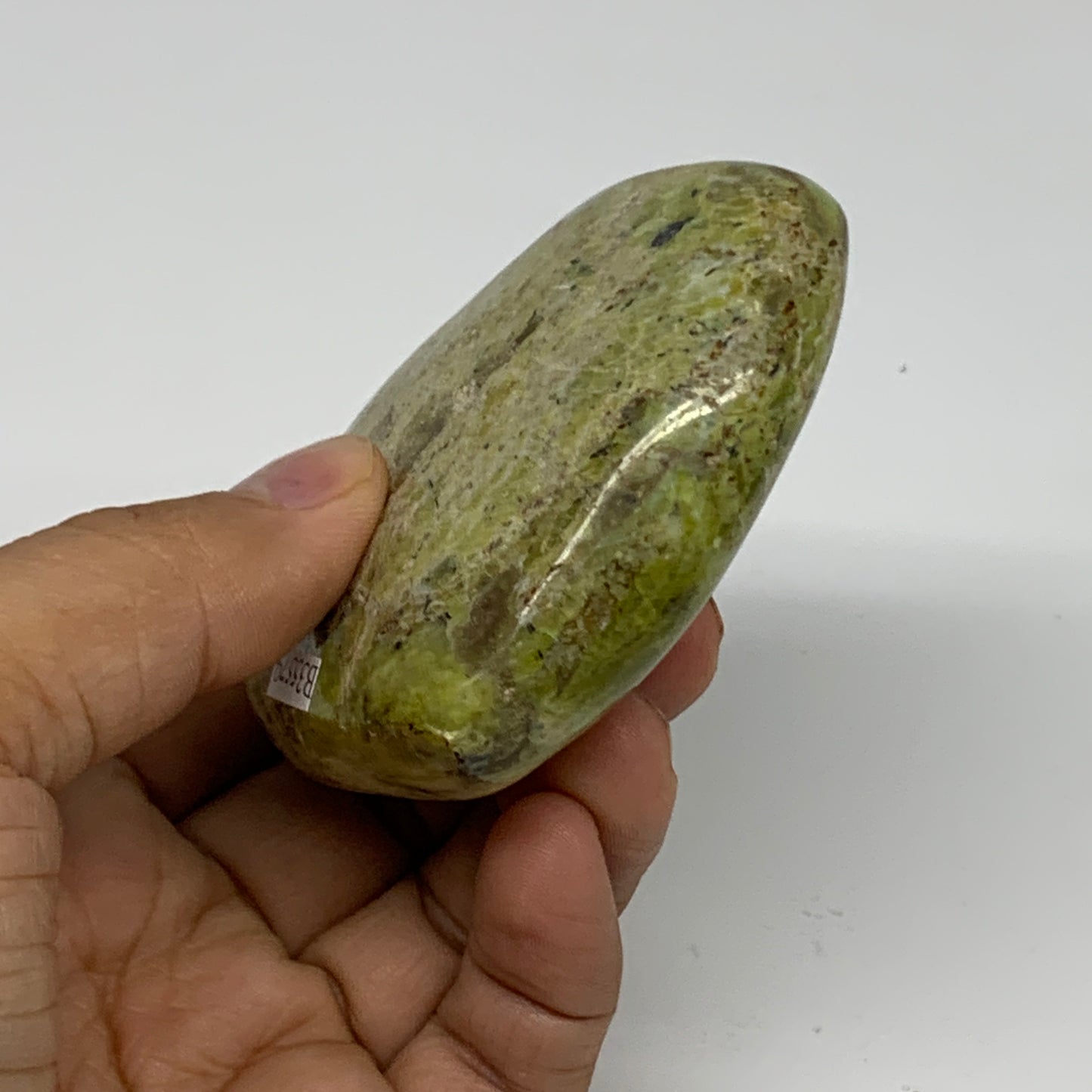145.3g, 2.6"x3"x1", Green Opal Heart Polished Gemstone Crystal, B35579