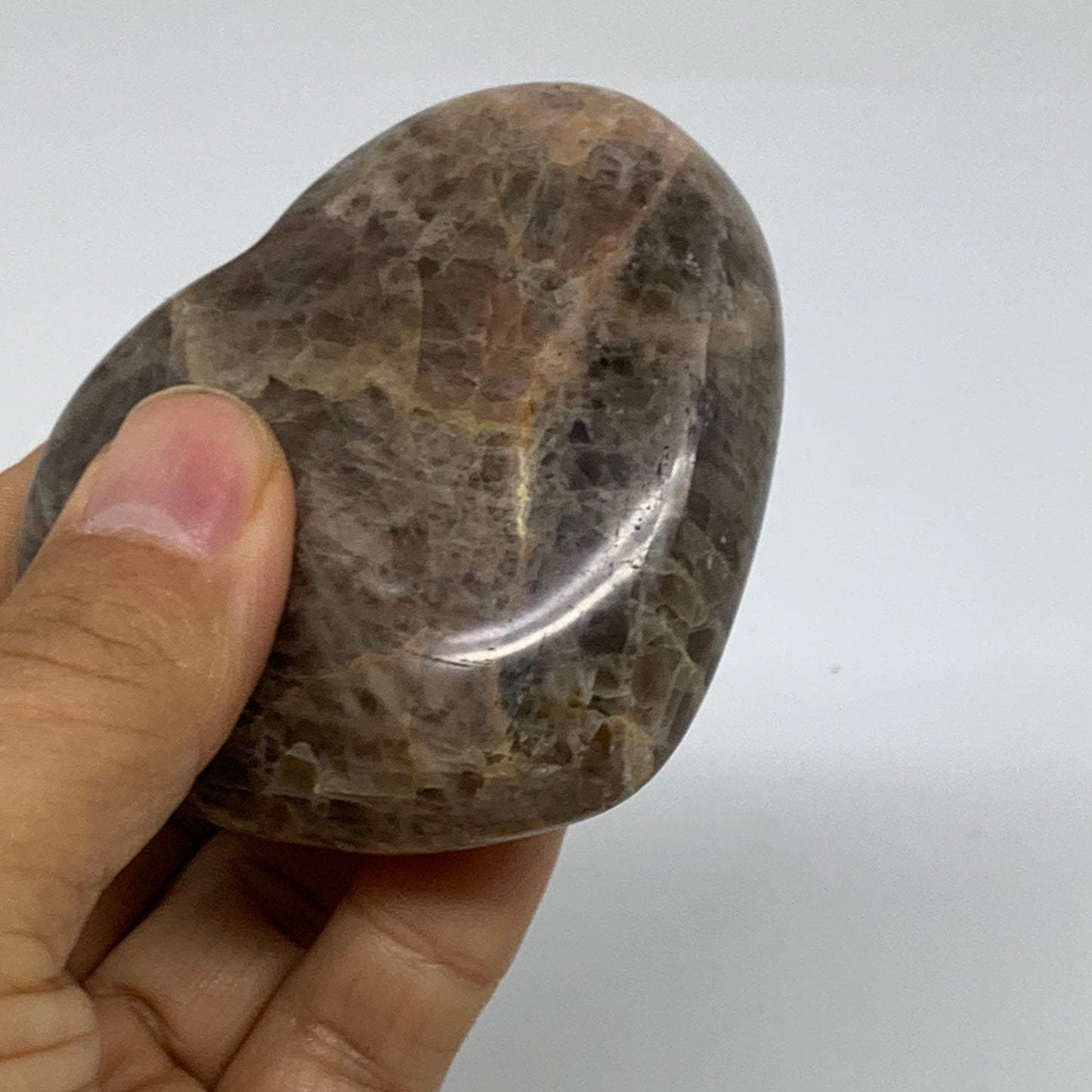 0.38 lbs, 2.6"x2.8"x1", Black Moonstone Heart Polished Crystal Home Decor, B3788