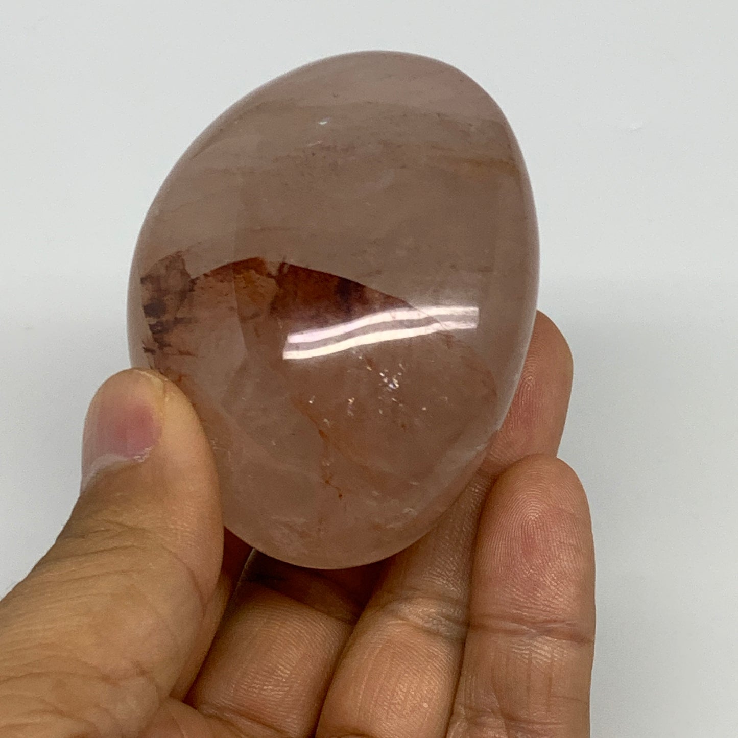 158.8g,2.5"x2"x1.4", Red Hematoid Fire Quartz Palm-Stone Crystal Polished, B3060