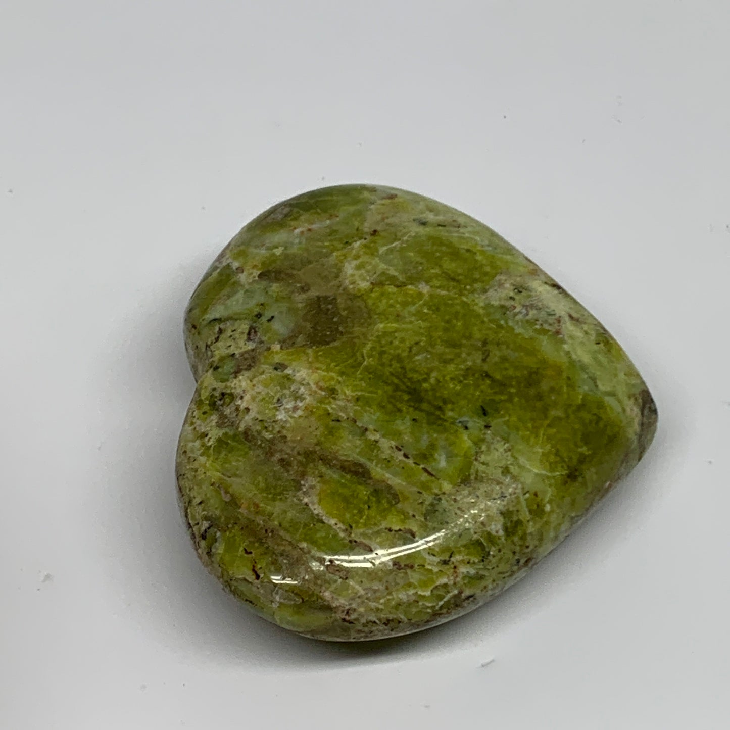 145.3g, 2.6"x3"x1", Green Opal Heart Polished Gemstone Crystal, B35579