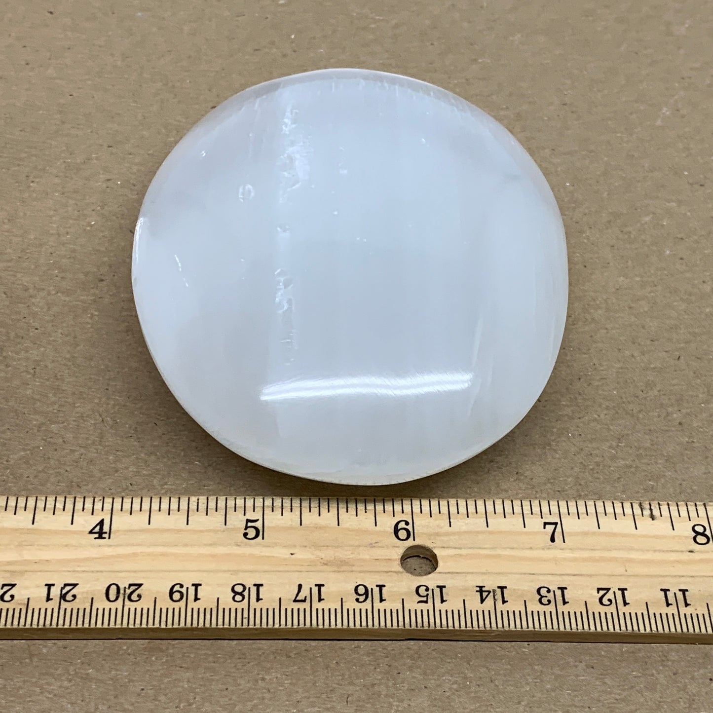 0.7 lbs, 4"x3.2"x1.3", White Selenite Palmstone Crystal Pillow Reiki, B36143