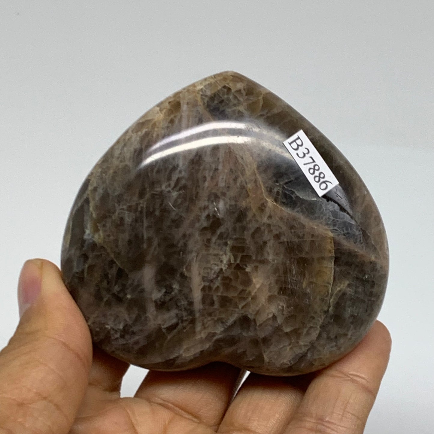 0.38 lbs, 2.6"x2.8"x1", Black Moonstone Heart Polished Crystal Home Decor, B3788