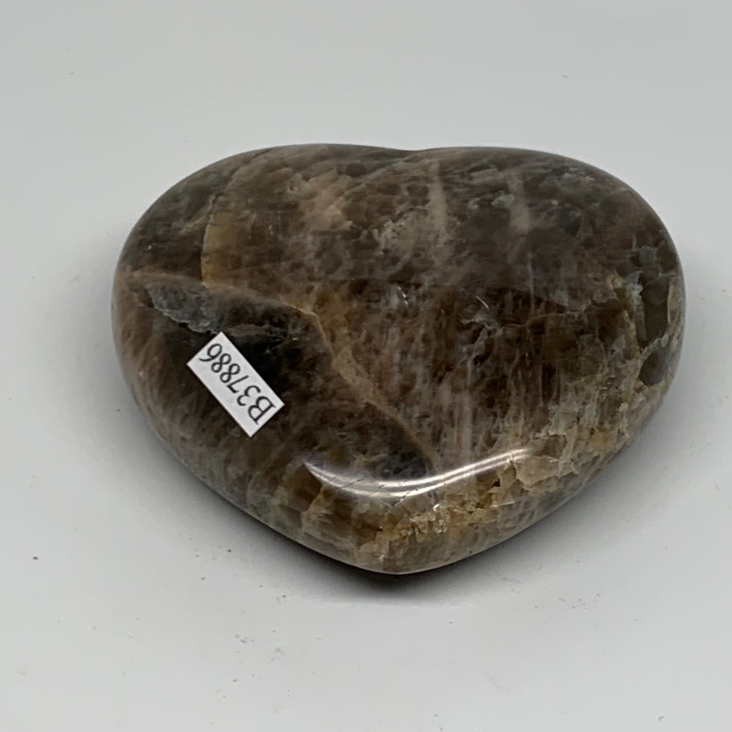 0.38 lbs, 2.6"x2.8"x1", Black Moonstone Heart Polished Crystal Home Decor, B3788