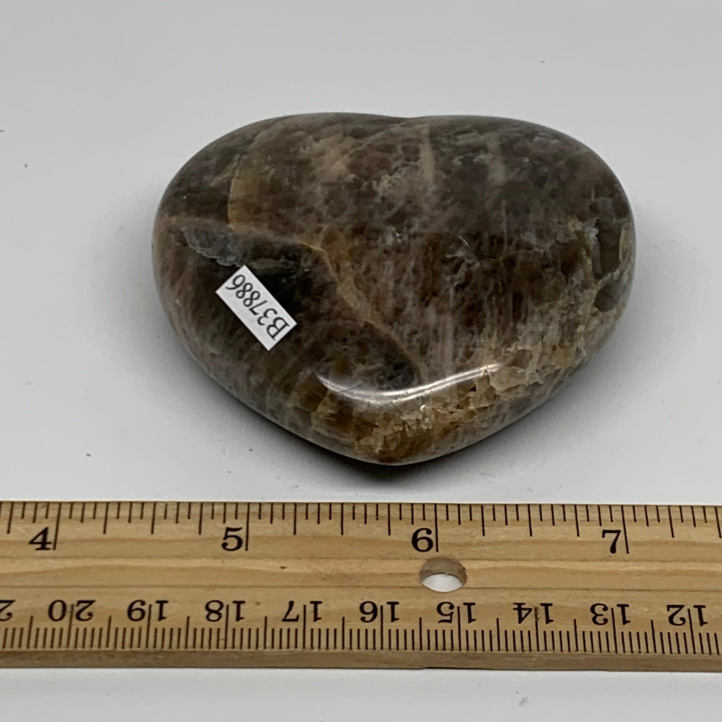 0.38 lbs, 2.6"x2.8"x1", Black Moonstone Heart Polished Crystal Home Decor, B3788