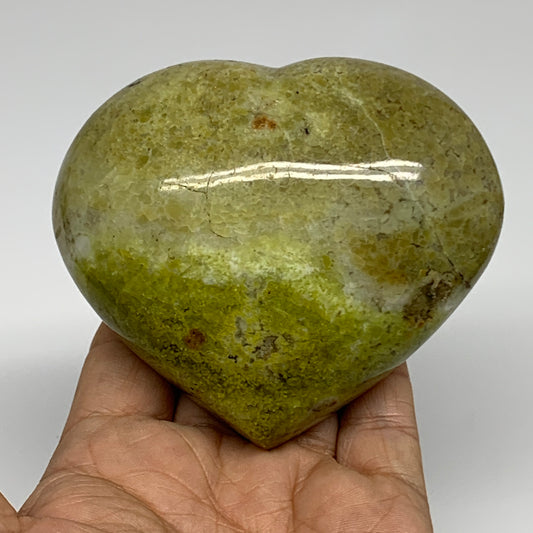 369.9g, 3.1"x3.6"x1.8", Green Opal Heart Polished Gemstone Crystal, B35580